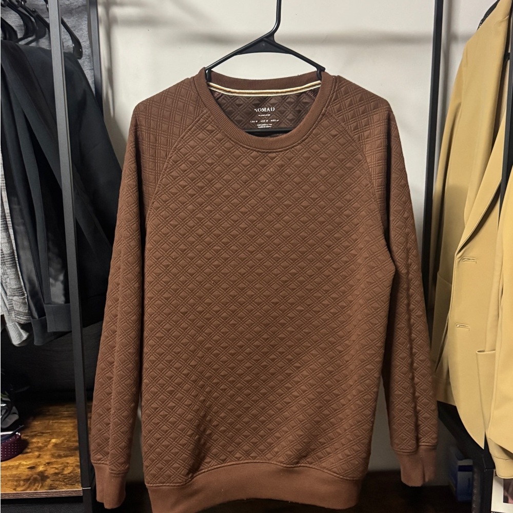 Nomad Brown Textured Crewneck Sweater